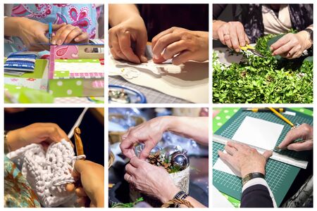 people are busy by hobby work during winter time の写真素材