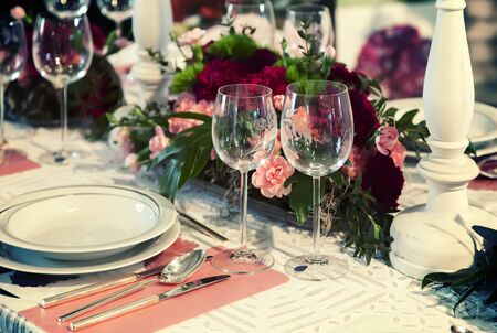 flowers arrangement on celebration table