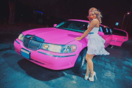 	girl by limoの写真素材