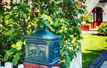 natural post box in gardenの写真素材