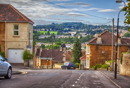 typical old English  village by eveningの写真素材