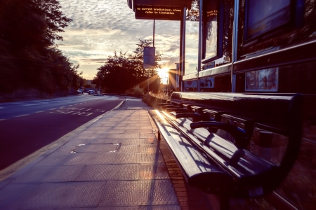 evening at bus stop