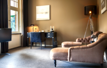 interior of luxury hotel lounge room の写真素材