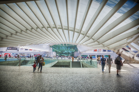 detail of Lisbon Orient Station, Portugal,  designed by  architect Santiago Calatrava,   mart 2014のeditorial素材