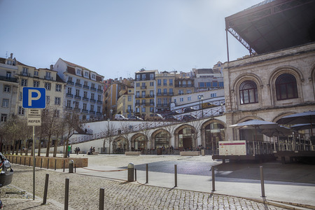 Calcada do Carmo near Rossio railway Station, Lisbon, Portugal,  mart 2014のeditorial素材