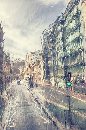 London in rain,  seasonal backgroundの写真素材