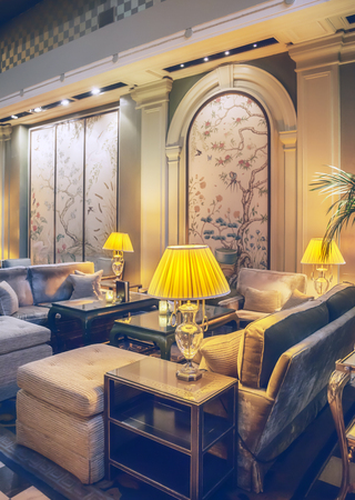 interior of lobby room in classic hotel の写真素材