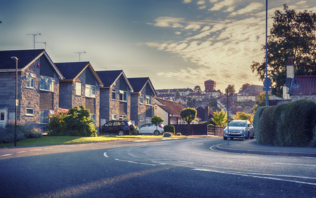 evening by typical England village near Bristol, august 2013のeditorial素材