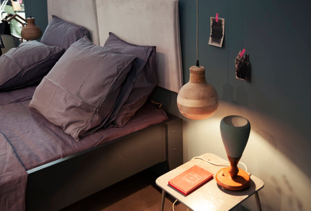 detail of bed room ands textileの写真素材