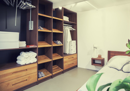 dress closet in interior of  bed roomの写真素材