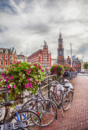 evening Amsterdam Center, Doelensluis Bridge , september 2014のeditorial素材