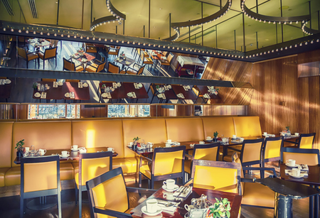 detail of restaurant interior in Amsterdam hotel ( Le Europe)の写真素材