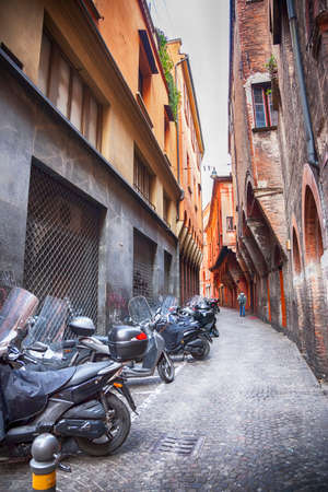 small street in Bologna, Italyのeditorial素材