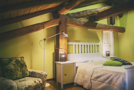 sleeping room interior of villa in Italian styleの写真素材