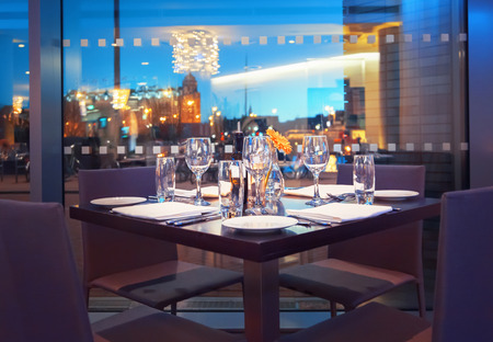view at evening Amsterdam from restaurantの写真素材