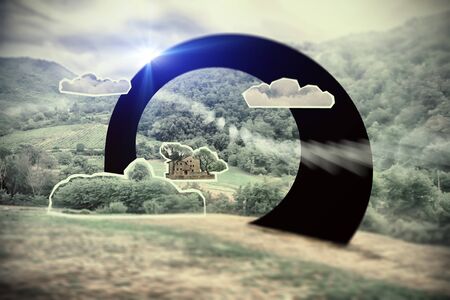 dream landscape, attraction of geometry, conceptの写真素材