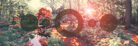 conceptual nature background, added image halftone and geometric formの写真素材