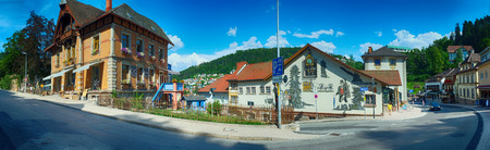 Editorial : TRIBERG, GERMANY: 7.08.2015. view at mountains houses from Shop street.のeditorial素材