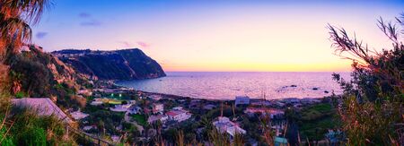 panorama of sunset coast  of Ischia island, Italyの写真素材
