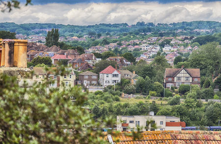 Hastings Town Center view,  East Sussex, Englandの写真素材
