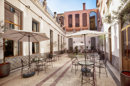 lounge patio in Porto luxury hotel, Portugalの写真素材