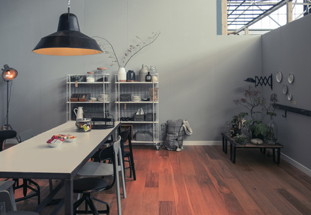 interior of studio in vintage ecological styleの写真素材