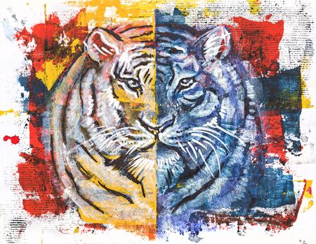 illustration of tiger, original acrylic painting
