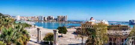 panorama of Malaga sea coast, center of cityの写真素材