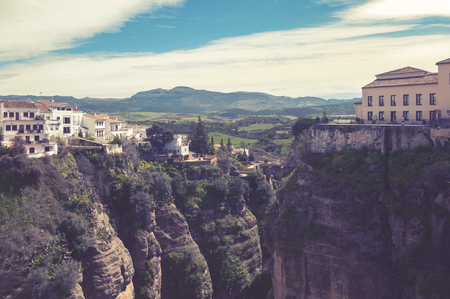 two side historical village of Ronda, Spainの写真素材