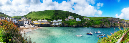 Panorama of old village Port Isaac, Cornwallのeditorial素材