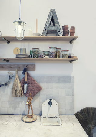detail of kitchen decoration in countryside  の写真素材