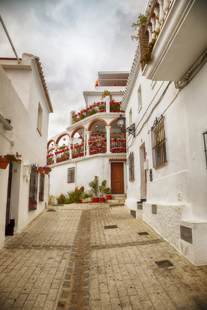 cozy street in Mijas, village in Spainの写真素材