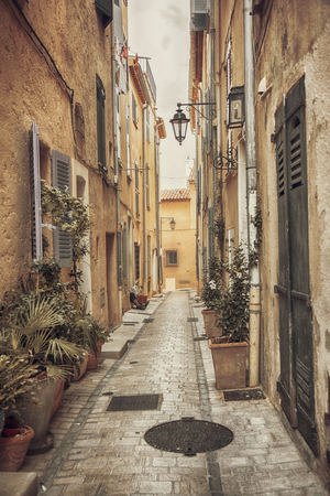 Small street in San Tropez, Cote dAzur, Franceの写真素材