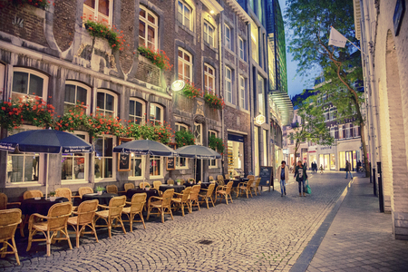 Maastricht, the Netherlands, 12 October 2013, people in the historical center of town, shopping streetのeditorial素材