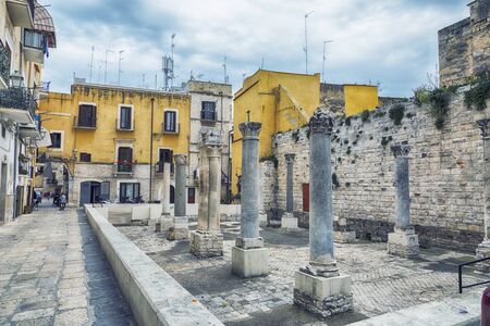 street life near Ruins of Santa Maria del Buonconsiglio ( Between the 9th and 10th century) in  Bari, region Puglia, Italyの写真素材