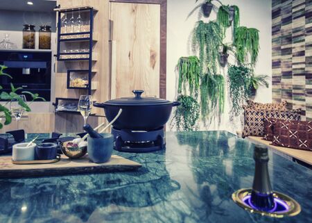 detail of interior of contemporary design kitchenの写真素材