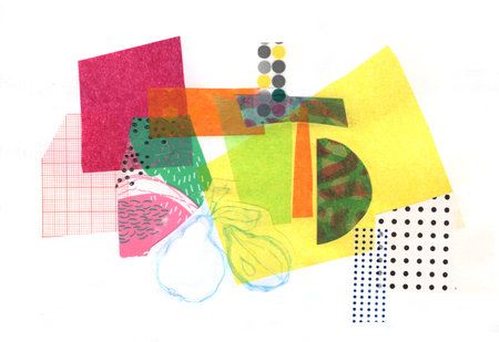 artistic background collage from grunge, tissue paper, retro paper and different texture elementsの写真素材