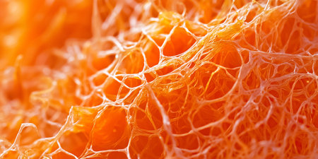 Close up of orange sponge for washing dishes. Shallow depth of fieldの素材