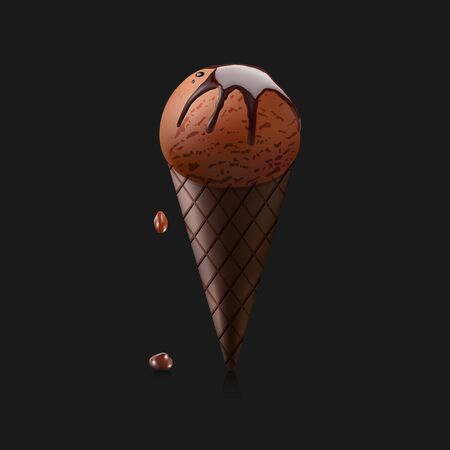 Realistic ice cream.Isolated on black backgroundのイラスト素材