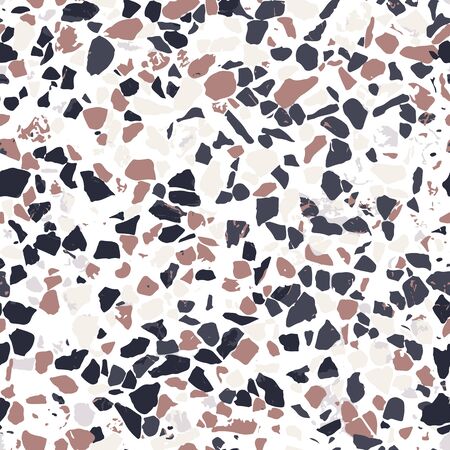 Terrazzo floor marble seamless hand crafted pattern. Traditional venetian material.Granite and quartz rocks and sprinkles mixed on polished surface.Abstract vector background for architecture designsのイラスト素材
