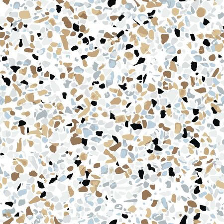 Terrazzo floor marble seamless hand crafted pattern. Traditional venetian material.Granite and quartz rocks and sprinkles mixed on polished surface.Abstract vector background for architecture designsのイラスト素材