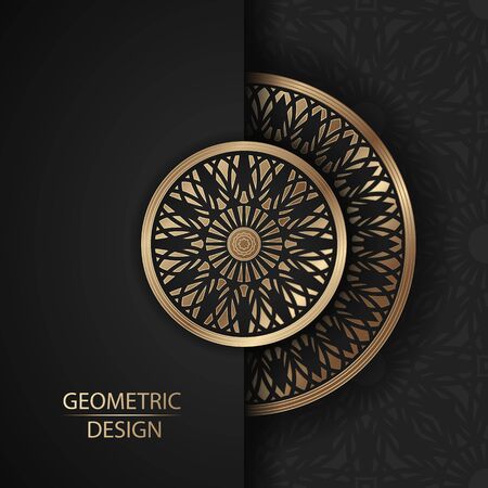 Luxury ornamental mandala design background in gold and black color.Vector illustration.のイラスト素材