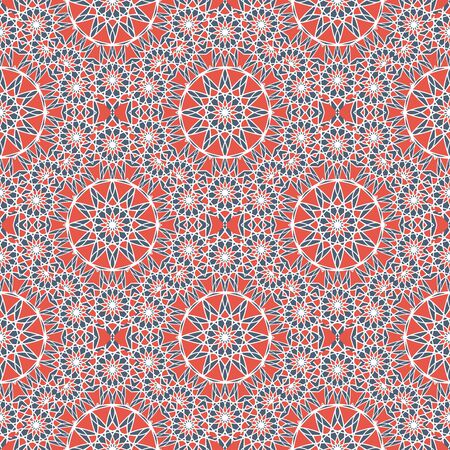 Seamless texture with arabic geometric ornament. Vector asian mosaic pattern with alternating decorative elementsのイラスト素材