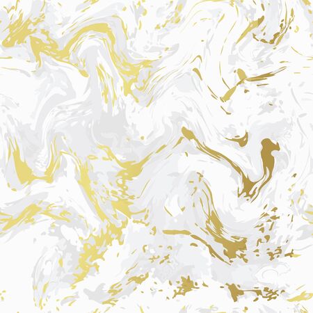 Realistic marble gold and white texture seamless background. Abstract golden glitter marbling seamless pattern for fabric, tile, interior design or gift wrapping . Vector illustration.のイラスト素材