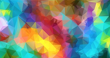 Abstract multi colored polygon, low polygon background. Transfusion of color. All the colors of the rainbow. Multicolor.Low poly style. Geometric Pattern.のイラスト素材