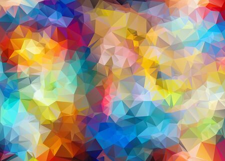 Abstract multi colored polygon, low polygon background. Transfusion of color. All the colors of the rainbow. Multicolor.Low poly style. Geometric Pattern.のイラスト素材