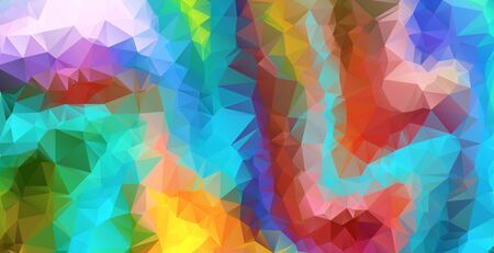 Abstract multi colored polygon, low polygon background. Transfusion of color. All the colors of the rainbow. Multicolor.Low poly style. Geometric Pattern.のイラスト素材