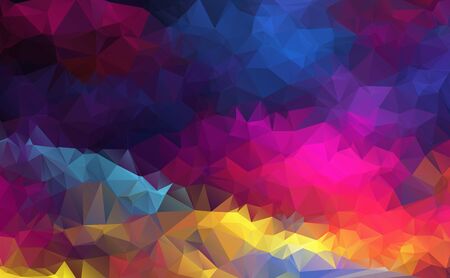 Abstract multi colored polygon, low polygon background. Transfusion of color. All the colors of the rainbow. Multicolor.Low poly style. Geometric Pattern.のイラスト素材