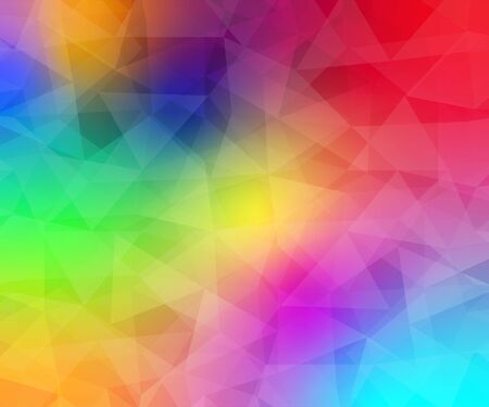Abstract multi colored polygon, low polygon background. Transfusion of color. All the colors of the rainbow. Multicolor.Low poly style. Geometric Pattern.のイラスト素材