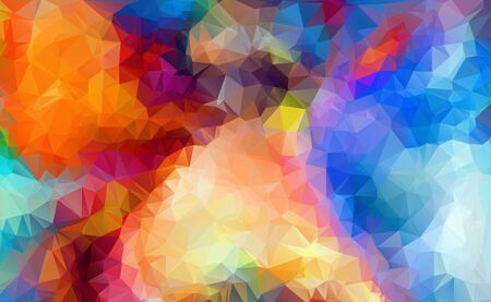 Abstract multi colored polygon, low polygon background. Transfusion of color. All the colors of the rainbow. Multicolor.Low poly style. Geometric Pattern.のイラスト素材